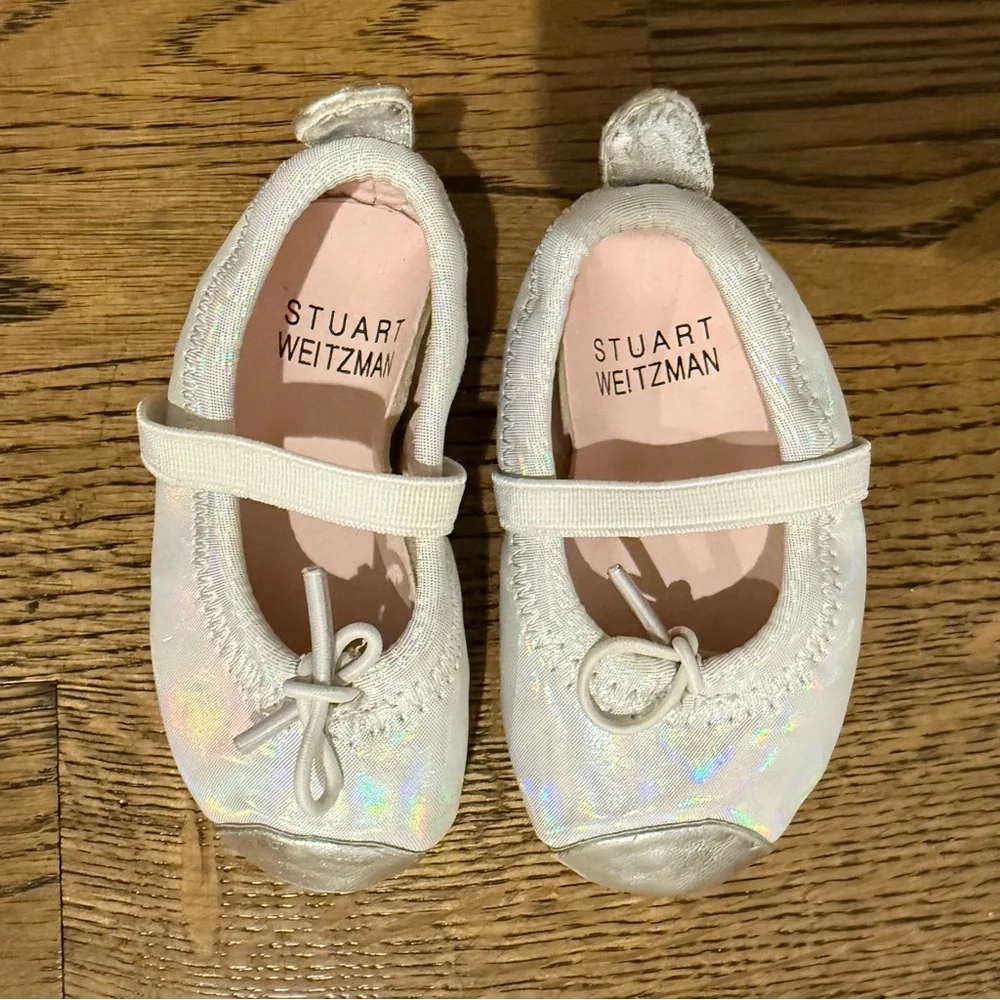 Stuart Weitzman Silver Baby Ballet Flats